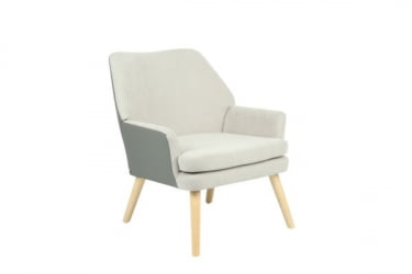 Кресло Харви серый с серой экокожей деревянные ножки