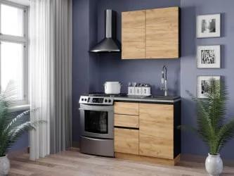 Тумба кухонная 500 Шервуд ЛД 281.040.000.004 Черная Дуб золотой