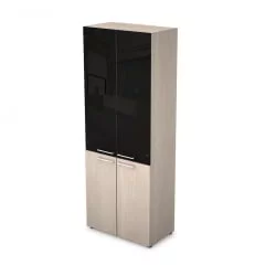 Шкаф стеллаж высокий со стеклом ТАИМ-МАКС 4Ш.005.4 Шамони светлый / TAIM-MAX