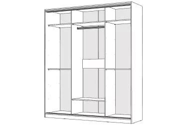 Белый шкаф-купе с зеркалом Виктория 2000х584х2300, Белый 20ДЗЗЗДЗЗЗ-Б 310-1244
