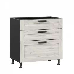 Тумба кухонная 800 с 3 ящиками (4) Винченца ЛД 234.160.000.059 Черный Дуб Крафт белый