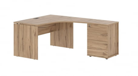 Стол эргономичный с тумбой правый EDIS EDCET 1318 R Дуб Денвер светлый Мокко