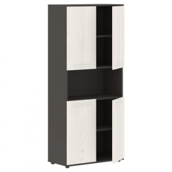 Шкаф с двумя комплектами глухих малых дверей ЕДИС ЕХCС 85.4 Ясень Траун Белый Мокко / EDIS EHCS