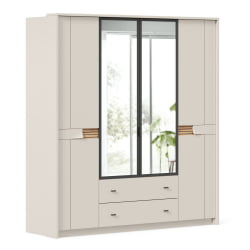 Шкаф четырехстворчатый с зеркальными дверями Нильс ЛД 423.060.000 Кашемир/Дуб Тортуга