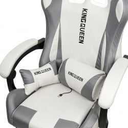 Кресло 1208, замша, цвет бело-серый с массажем, арт 1208-White-Grey