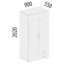 Шкаф для одежды с полками и штангой Альфа 64.105 Дуб Кронберг