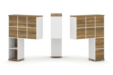 Надставка на стол высокая односторонняя + задняя стенка (8 шт.) + распашной фасад (6 шт.) CONCEPT CN.ONV-008 Сандал Янтарный Белый бриллиант Белый металл