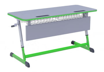 Парта двухместная НОМАД В с ручной регулировкой высоты  с антивандальной  полиуретановой кромкой (рост 4-6) Оливковый/Серый / NOMAD V