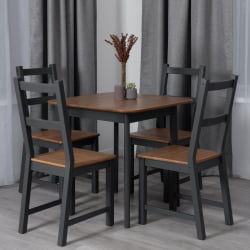 Обеденный стол Соната Люкс/ Sonata Lux table, 75х75х73 см массив сосны, антик /графит, 75х75х73 см