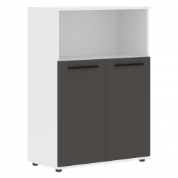 Шкаф с глухими малыми дверьми EDIS EMCS 85.3 Мокко Черный Белый