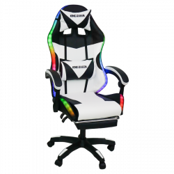 Кресло 1209 KINGQUEEN, цвет черный/белый с подсветкой, 1209-black-white-mass-led