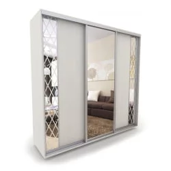 Шкаф-купе трехстворчатый с зеркалом Акцент-Вера ДР 2100х600  Выбеленное дерево