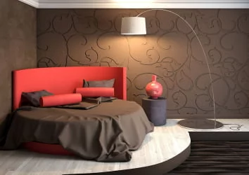 Круглая кровать Caprice 200x200 Красная ткань