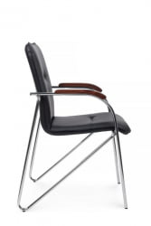 Стул Самба с деревянными подлокотниками СМБ-02Х Хром гальв. Черный / SMB-02H