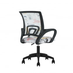 Кресло детское ТопЧаирс Симпле СН ДЖуниор принт Блуе Катс пластик черный / TopChairs Simple SN Junior Blue Cats