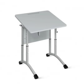 Стол ученический 1-местный регулируемый (ростомат) (рост 3-5) 600х500 мм ЛДСП Ясень шимо светлый/Металл Серый