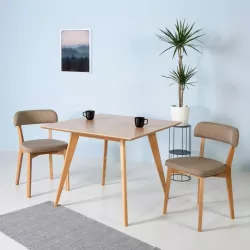 Стол Лунд 860*860 Белый Темный орех