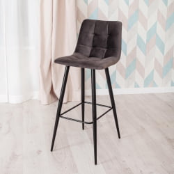 Стул барный CHILLY (mod.7095б) ткань/металл, 53х44х104 см, высота до сиденья 76 см, темно-серый barkhat 14/черный