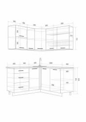 Угловая кухня Флоренс ГРИН угловой, 1.4*1.6м, МДФ белый гл/зеленый суперматовый ПФ №182 (б/с 800)