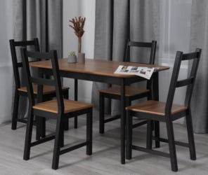 Обеденный стол Соната Люкс/ Sonata Lux table, 120х75х73 см массив сосны, антик/черный, 120х75х73 см