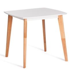 Квадратный стол Claire квадратный столешница МДФ, опоры дерево гевея, белый / натуральное дерево, 80 x 80 x 75см