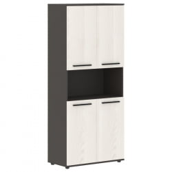 Шкаф с двумя комплектами глухих малых дверей ЕДИС ЕХCС 85.4 Ясень Траун Черный Мокко / EDIS EHCS