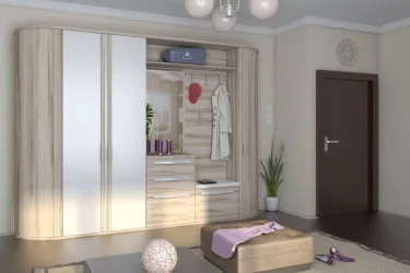 Шкаф окончание с гнутой дверью правый Марта ЛД 124.070.000 Белый Дезира Эш