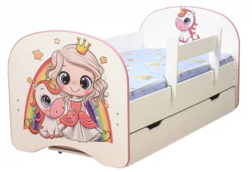 Кровать детская с фотопечатью с 1 ящиком 800*1600 Принцесса