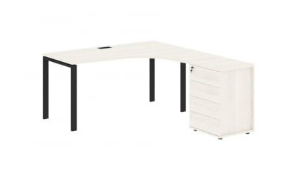 Стол эргономичный с тумбой правый EDIS EUCET 1518 R Ясень Траун Черный