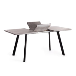 Стол обеденный NELSON МДФ/ЛДСП/металл, 128-170х80х75 см, Бетон/Черный
