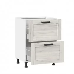 Тумба кухонная 600 с 2 ящиками (4) Винченца ЛД 234.130.000.009 Белый Дуб Крафт белый