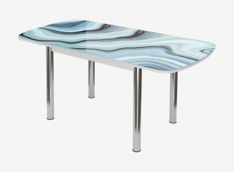 Стол Бостон-3 раздвижной, фотопечать Агат/белый/хром брифинг