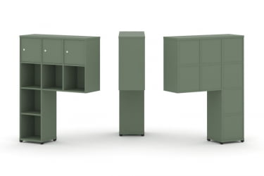 Надставка на стол высокая односторонняя + задняя стенка (8 шт.) + распашной фасад (3 шт.) CONCEPT CN.ONV-003 Кобо Черный металл