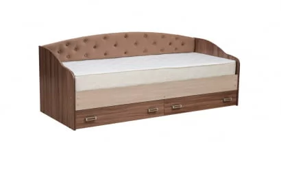 Кровать с мягким элементом Софа №8 900*2000 Ясень Шимо темный/Ясень Шимо светлый/Велюр 019