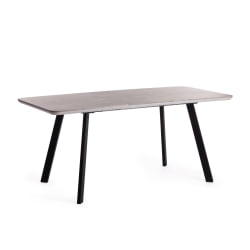 Стол обеденный NELSON МДФ/ЛДСП/металл, 128-170х80х75 см, Бетон/Черный