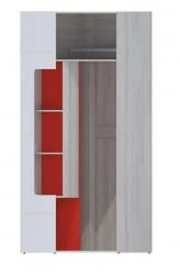 Угловой шкаф Палермо Юниор 08 Белый глянец Ясень шимо светлый Красный