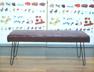 Банкетка Лейд 1200x400 натуральная кожа бордовая