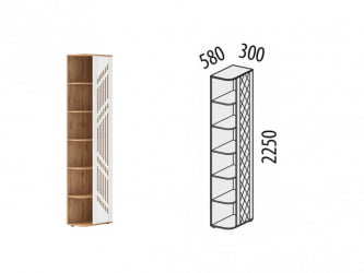 Стеллаж торцевой (лев/прав) Монако 903.17 Дуб Вотан / Белый шпон / Альпийский белый