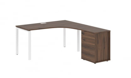 Стол эргономичный с тумбой правый ЕДИС ЕУCЕТ 1518 Р Дуб Денвер темный Белый / EDIS EUCET R