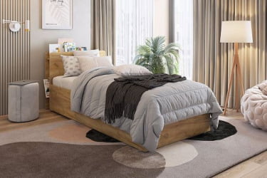 Кровать с основанием Юниор ZO.SMU-02 дуб крафт золотой