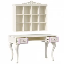 Стол письменный с полкой навесной Маркиза 03 Алебастр