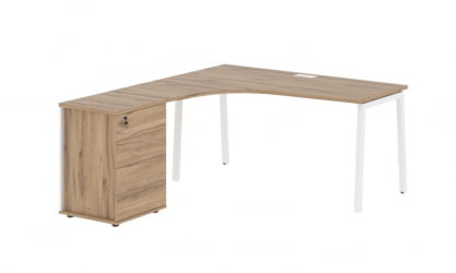 Стол эргономичный с тумбой (левый) EDIS ELCET 1518 L Дуб Денвер светлый Белый