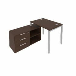 Рабочая станция на П-образном м/к с опорной тумбой левая Метал Сйстем Б.РС-СТС-2.1 Л Венге/Серый / Metal System