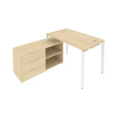 Рабочая станция на П-образном м/к с опорной тумбой левая Metal System Б.РС-СТС-2.2 Л Акация/Белый