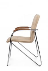 Стул Самба с деревянными подлокотниками СМБ-02Х Хром гальв. Бежевый / SMB-02H
