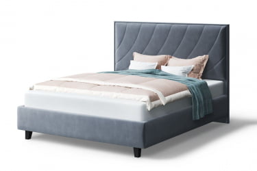 Кровать СОФИЯ 2000*1600мм (на опорах), велюр Бренди лайт 28 (серый), (б/основания, б/матраса)