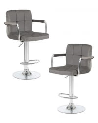 Стул барный DOBRIN KRUGER ARM (серый велюр (MJ9-75)) 2 шт