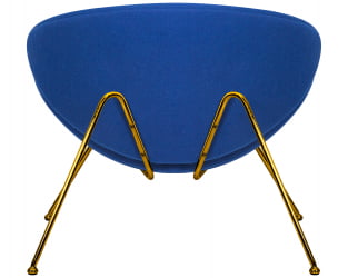 Кресло дизайнерское DOBRIN EMILY (синяя ткань AF6, золотое основание)