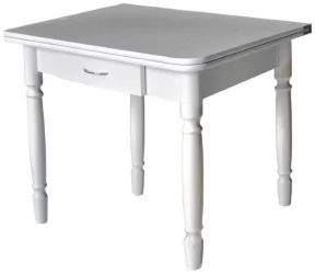 Стол обеденный Ломберный с ящ 1 кат 2935 паут.лаз. Ноги белые ЛДСП белый