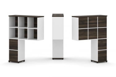 Надставка на стол высокая односторонняя + задняя стенка (8 шт.) + блок с 2-мя ящиками (2 шт.) CONCEPT CN.ONV-005 Дуб Мали Белый бриллиант Черный металл